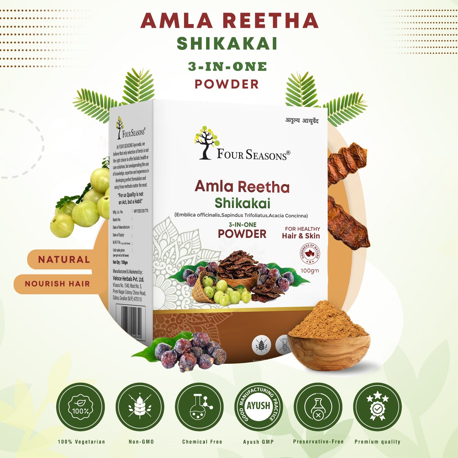 Amla Reetha Shikakai Powder