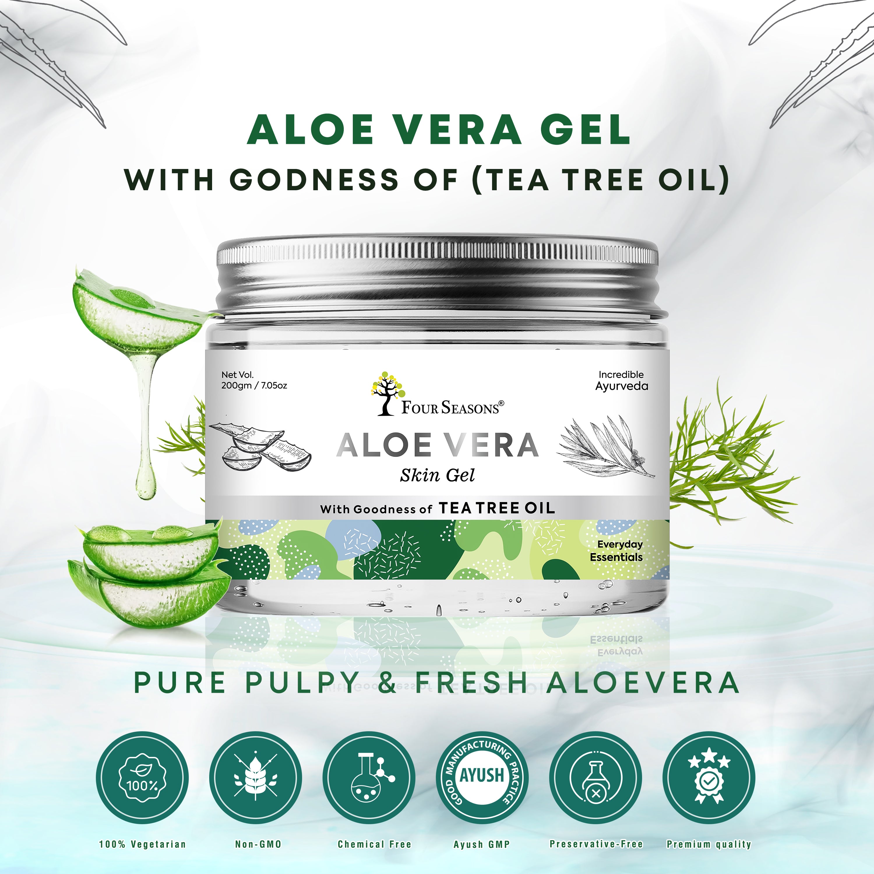 BUY Anti Acne Ayurvedic Facewash ( Pack Of 2 ) & GET 1 Aloe vera Skin Gel FREE