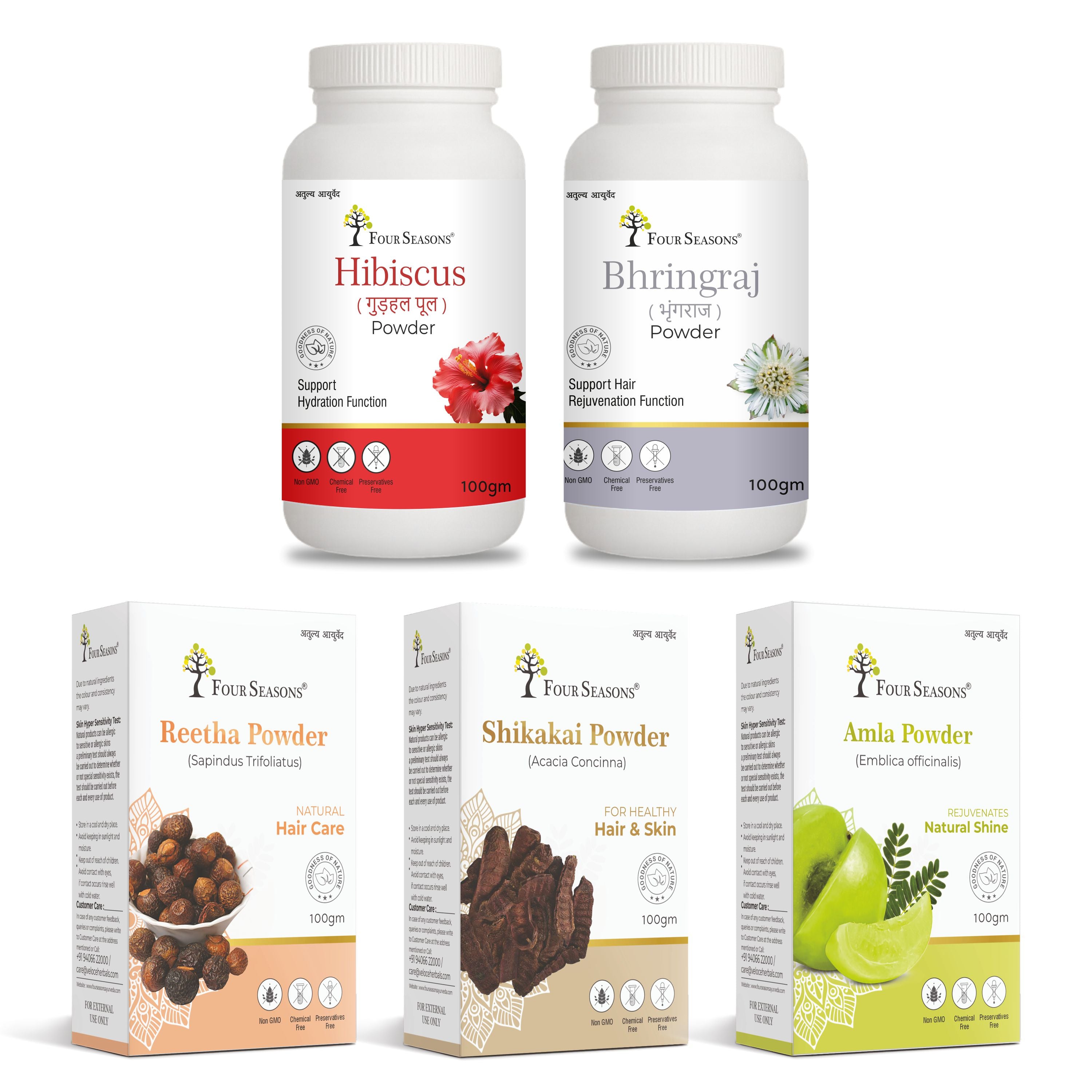 Amla Reetha Shikakai Bhringraj Hibiscus Powder