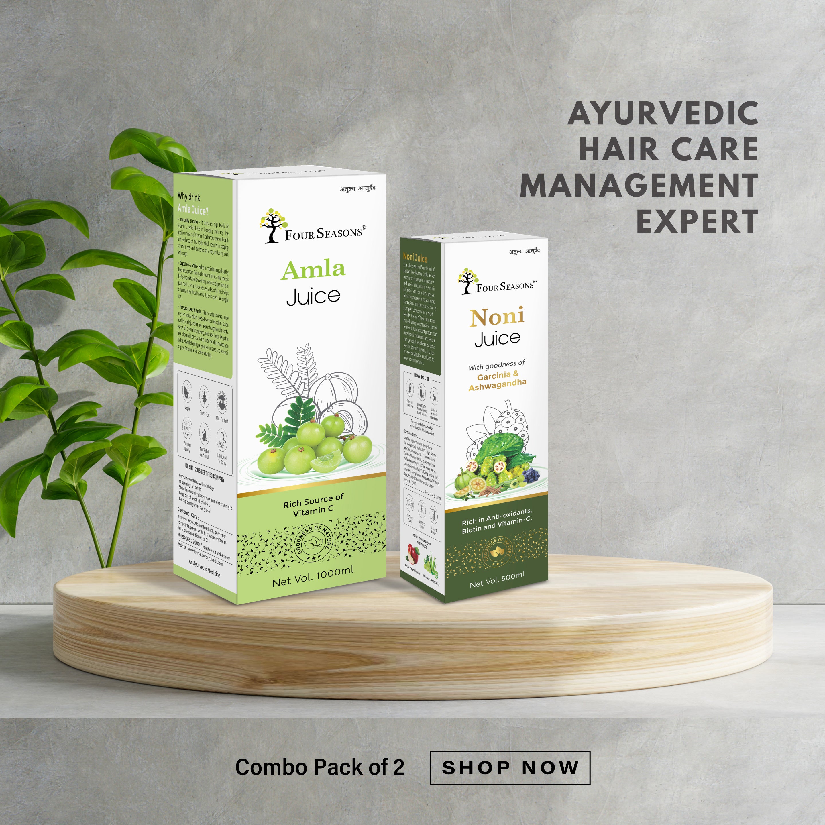 Ayurvedic Hair Care Expert Combo ( Amla Juice 1000ml + Noni Juice 500ml)